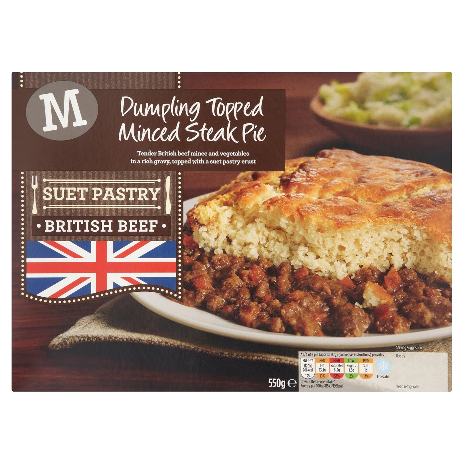 Morrisons Dumpling Topped Minced Steak Pie Suet Pastry, 550g Amazon.co