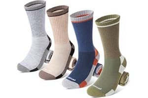 TENYSAF Wool Hiking Socks for Men - Women Lightweight Crew Merino Wool Socks with Cushion for Camping Hunting Work,4 pack
