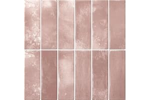 VEELIKE Pink Peel and Stick Backsplash Tile Waterproof Kitchen Backsplash Tiles Peel and Stick Pink Tile Sticker 12 Sheets St