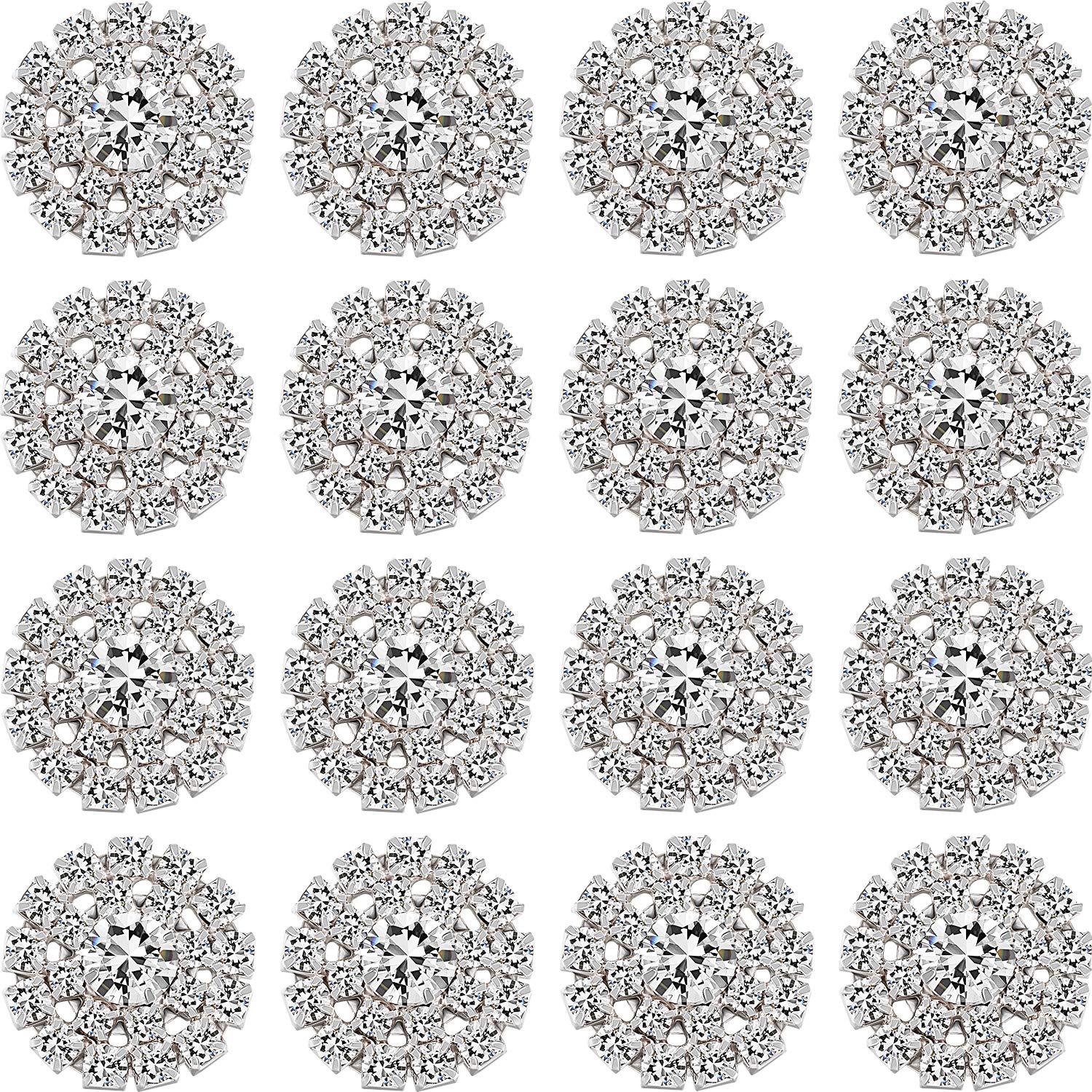 Photo 1 of Hicarer 50 Packs Rhinestone Embellishments 19 mm Sew on Rhinestones Gems Button Accessory Silver Glass Crystals Buttons for DIY Jewelry Crafting Sewing Clothes Wedding Hair Decoration Accessories
