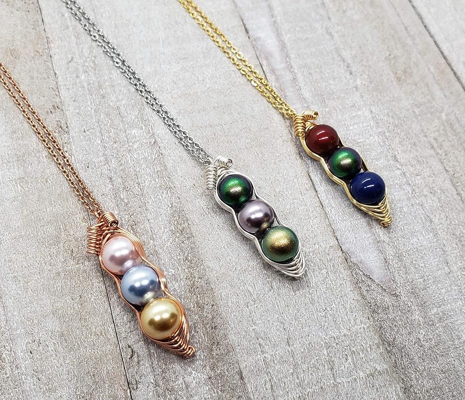 Customize 3 Peas In A Pod Pendant Necklace, Swarovski