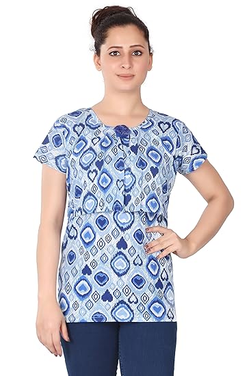 Women's Allover Printed Nursing Top with Front Zip
