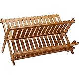 Lipper International 8813 Bamboo Wood Folding Dishrack, 17-3/4" x 13" x 9-3/4"