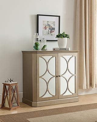 Kings Brand Gold Finish Buffet Server Console Table with Mirrors