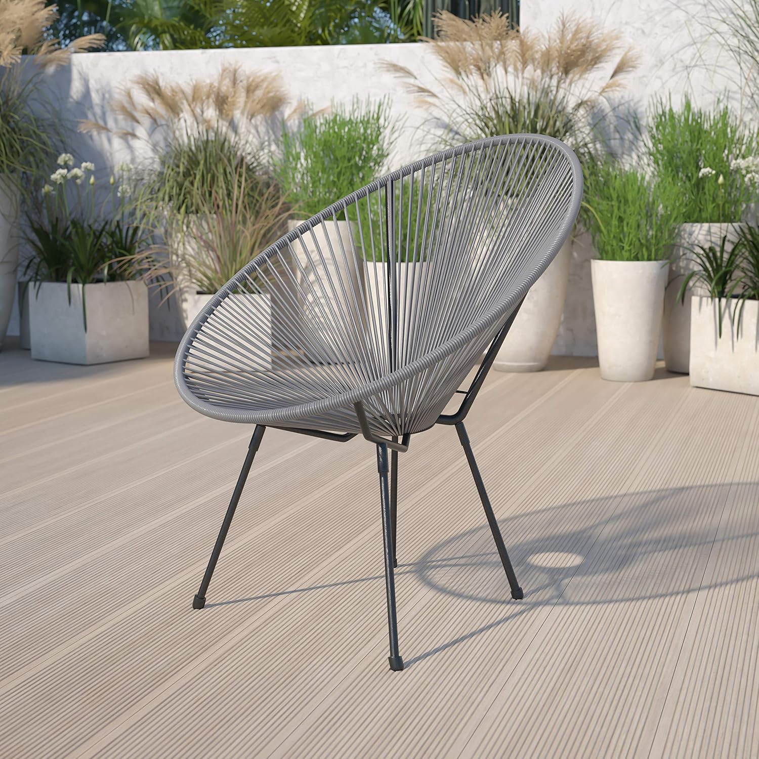 Flash Furniture Valencia Oval Comfort Series Take Ten Grey Rattan Lounge Chair: Furniture & Decor