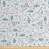 Ambesonne Whales Faux Suede Fabric by The