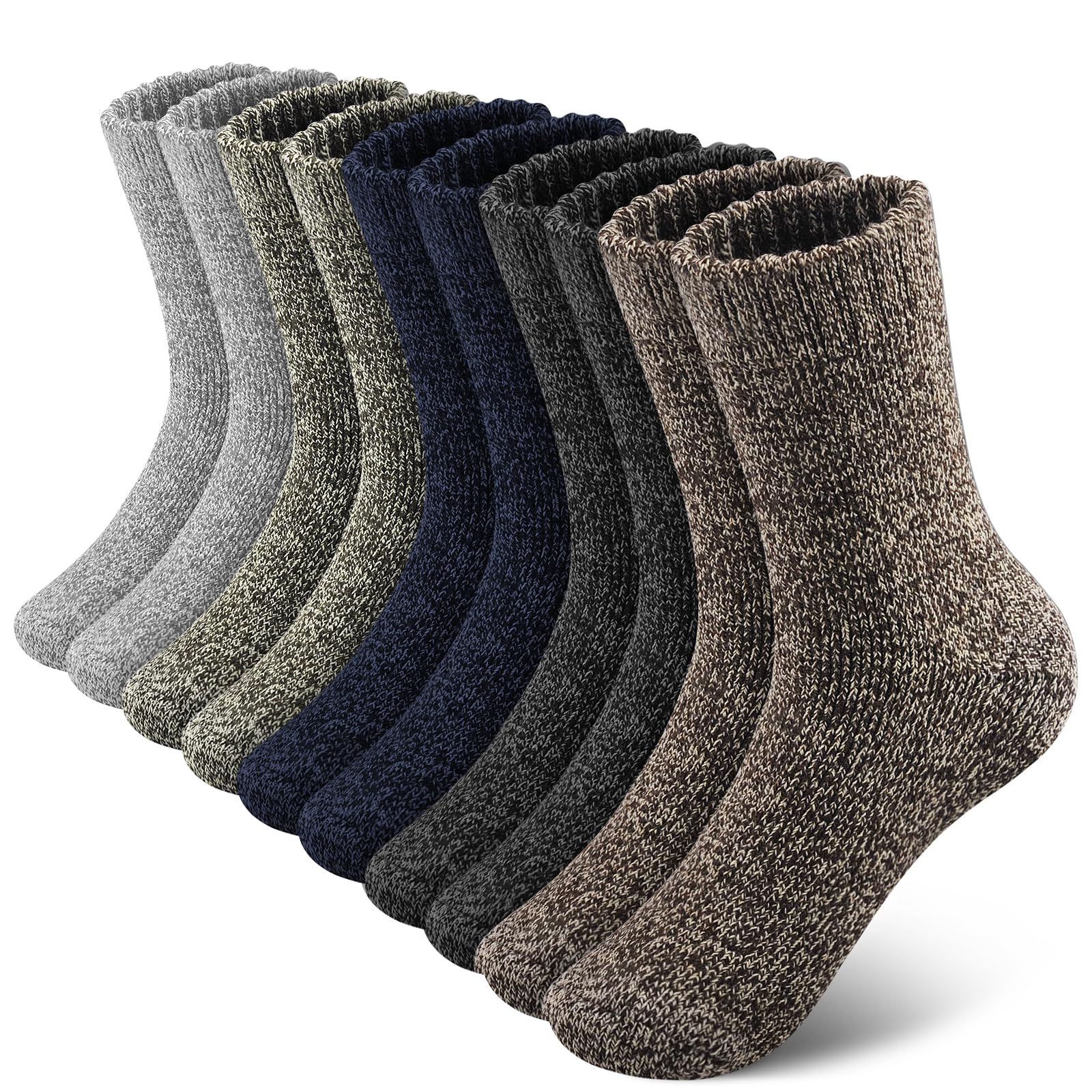 SIMIYA Merino Wool Socks for Mens, 5 Pairs Thermal Warm Hiking Super Thick Crew Work Cushion Sock for Men Winter Cold Weather