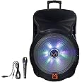 Mr. Dj DJ18BAT 18" 5000W Max Power Speaker with Built-In Bluetooth & Battery, 1" LCD/MP3/USB/SD