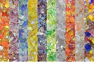 Devardi Glass Lampwork, COE 104 Glass Frit - Mixed Frit Shades Sampler - 10 one ounce samples