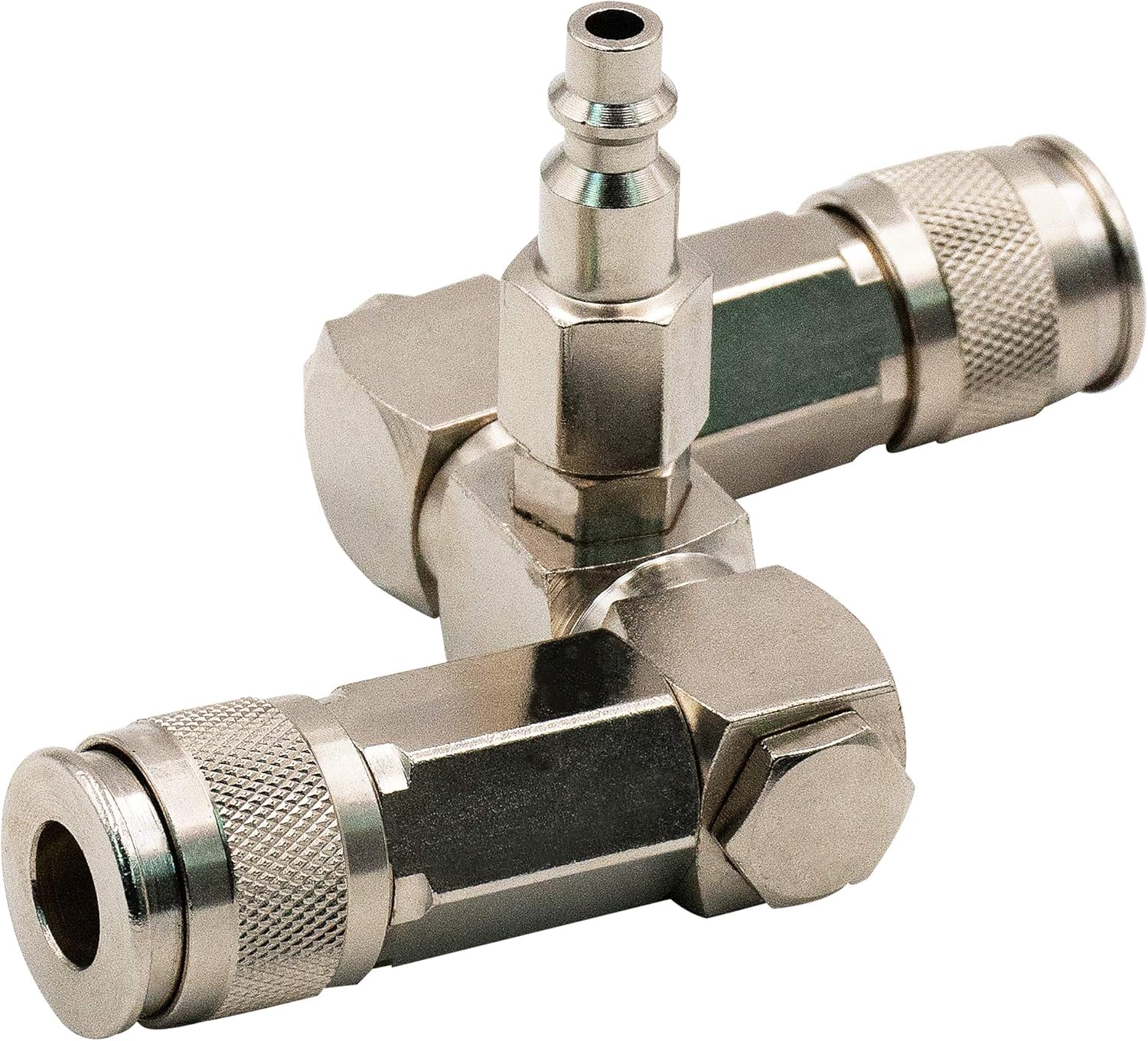 FIXSMITH Air Hose Connector- 2 Way Air Hose Splitter, 1/4 In NPT, Air Compressor Accessories Fittings, Swivel 360 Degrees Connectors. - - 