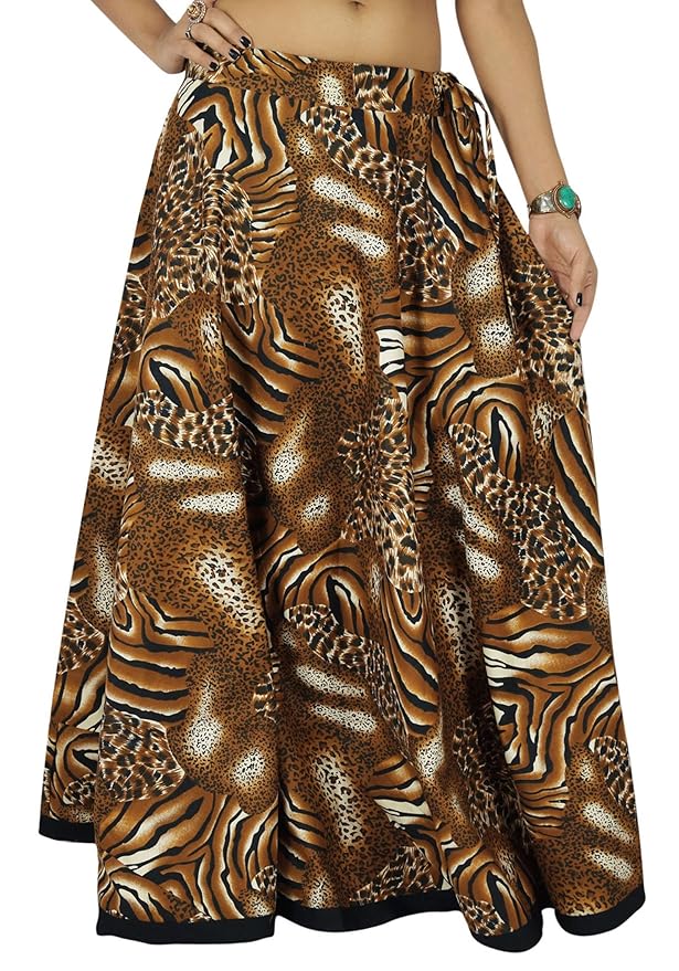 Long Skirt Leopard Print Fashion Women Maxi Brown Hippie Wear Beach