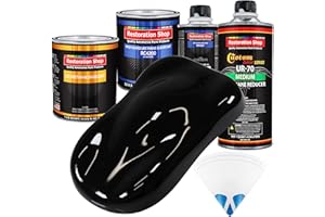 Restoration Shop - Jet Black Urethane Basecoat with Clearcoat Auto Paint - Complete Medium Quart Paint Kit - Professional High Gloss Automotive, Car, Truck Refinish Coating