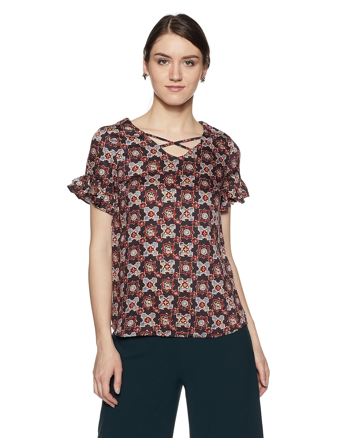 allen solly women's starred regular fit shirt