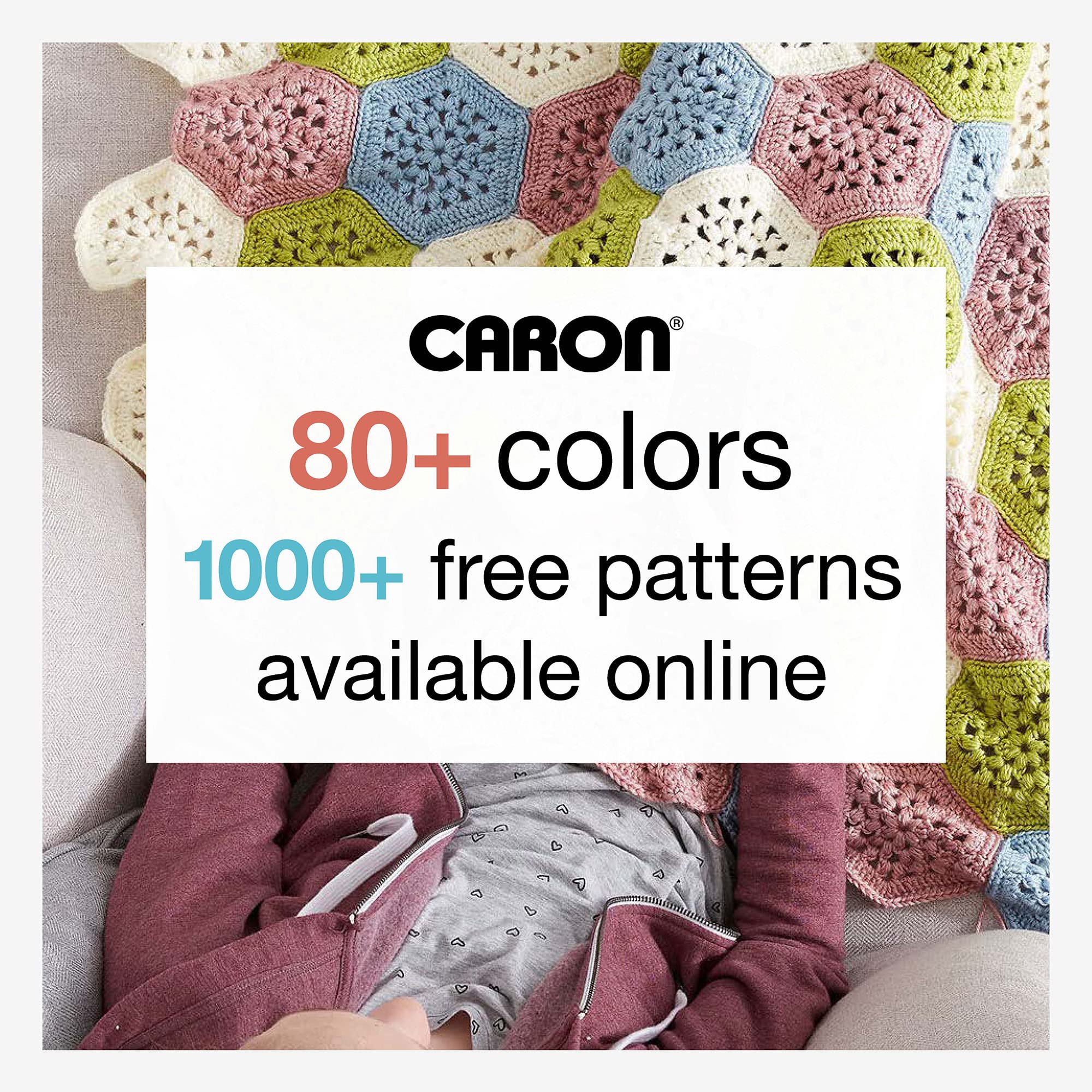Caron One Pound Off White Yarn - 2 Pack of 454g/16oz - Acrylic - 4 Medium (Worsted) - 812 Yards - Knitting/Crochet