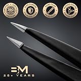 By MILLY Pointed Tweezers High Carbon Stainless Steel Precision Tip view 4