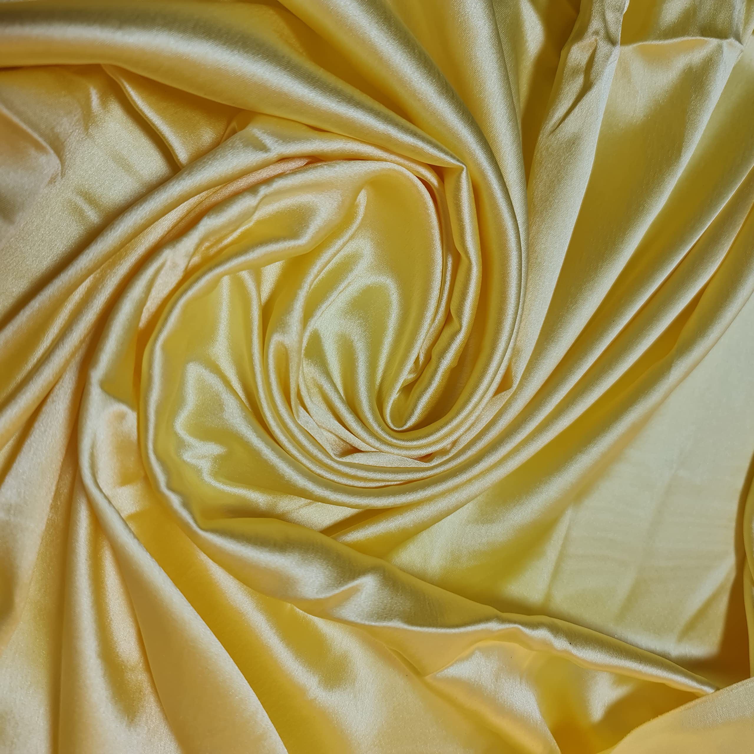 Glossy Charmeuse Silk Satin Bridal Dress Polyester Lining Craft Fabric 44" Meter (2 Meter, Flo Yellow)
