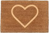 Nicola Spring Coir Door Mat 60 x 40cm Embossed Heart Non Slip Backing