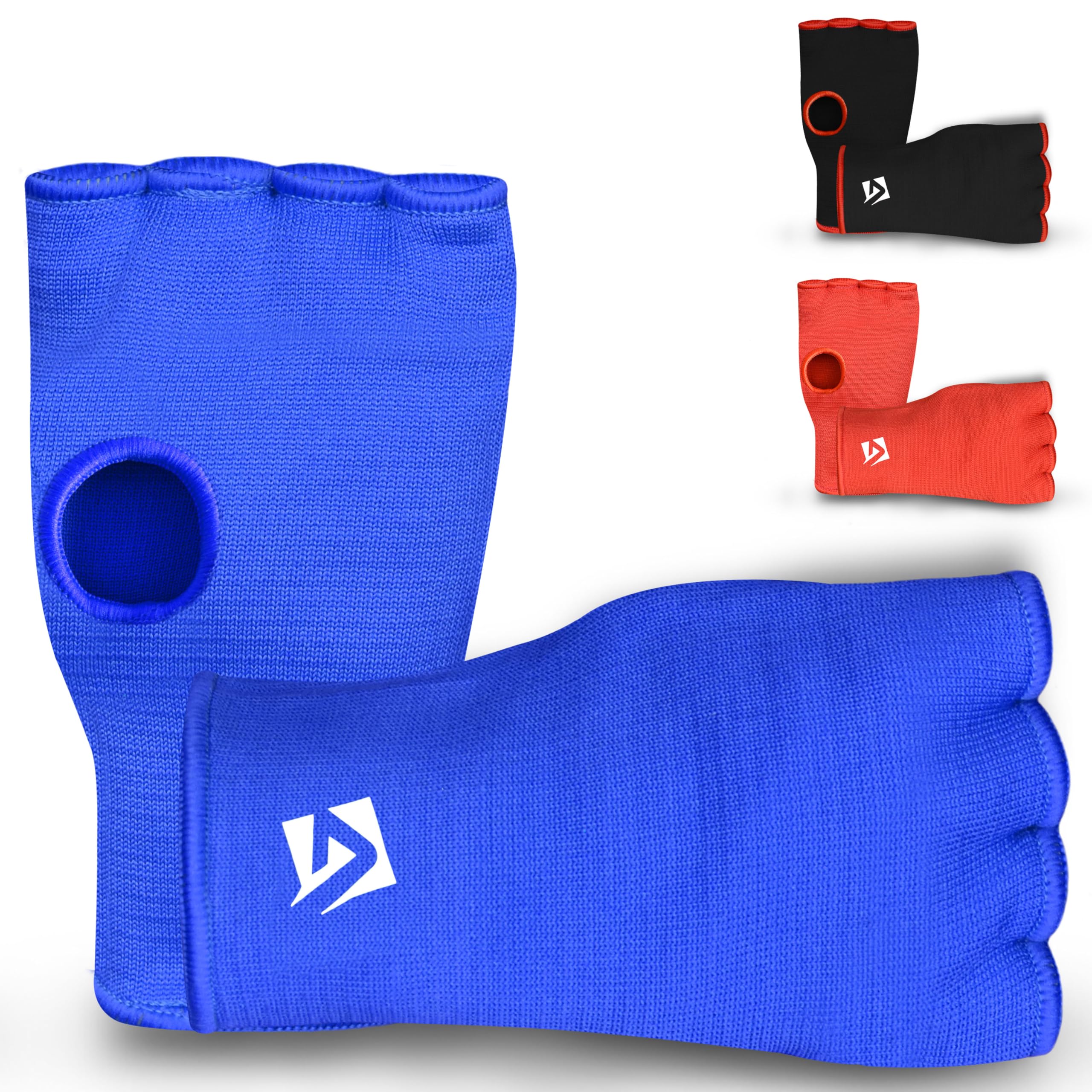 AQF Boxing Inner Gloves Elasticated Fist Protector Mitts Bandages Alternative to Hand Wraps Breathable (Blue, L)