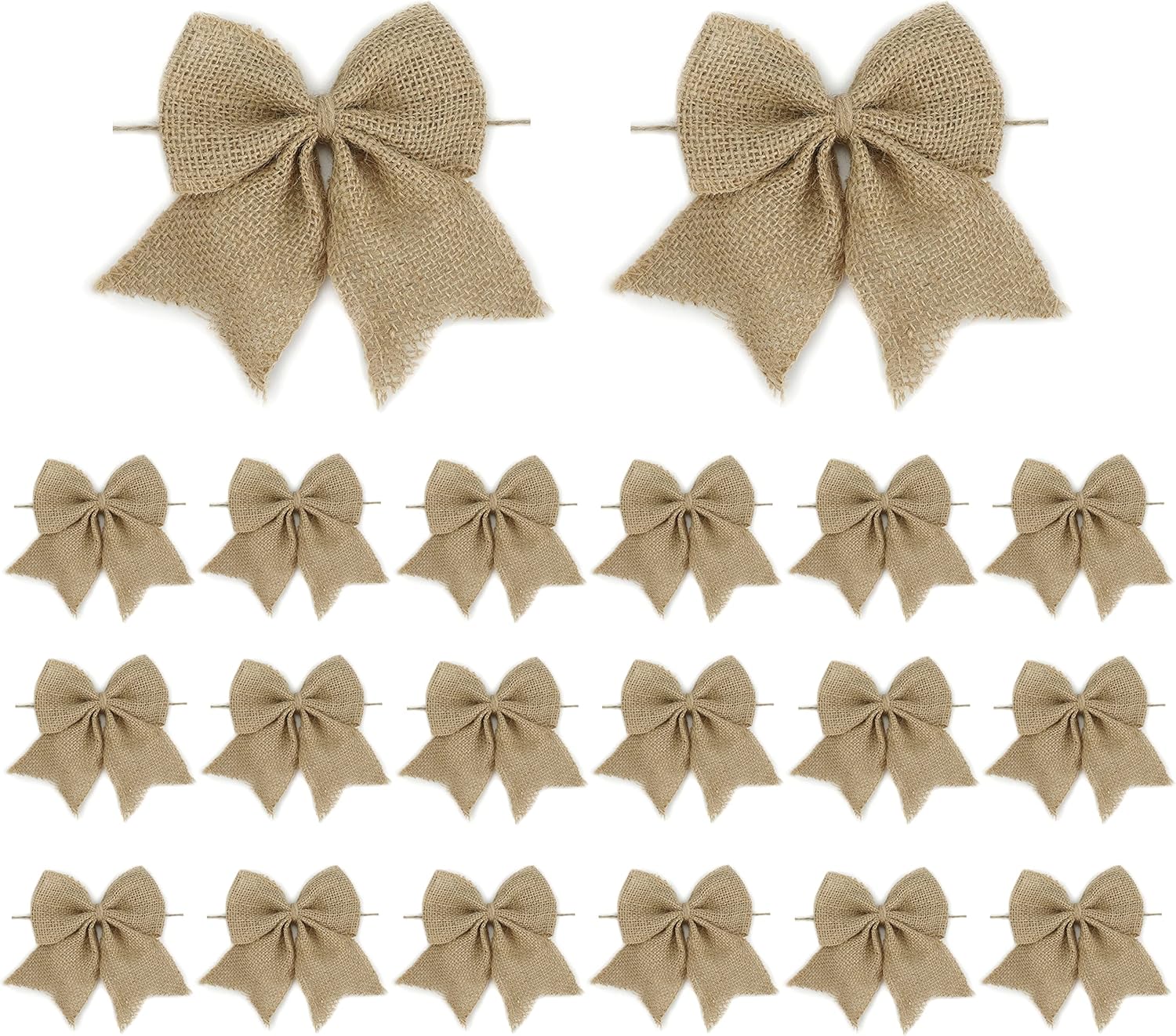 Bows & Ribbons - AIMUDI Natural Burlap Bows 6 Inch Premade Rustic Jute Ribbon Bows Pre-Tied Wreath Bows Burlap Gift Bows for Crafts Christmas Tree Farmhouse Decorations Baby Shower Wedding Party Favors (20 Pieces)