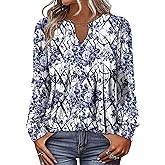 ONLYSHE Women Long Sleeve Shirts Ladies Floral Tops Fall Clothing
