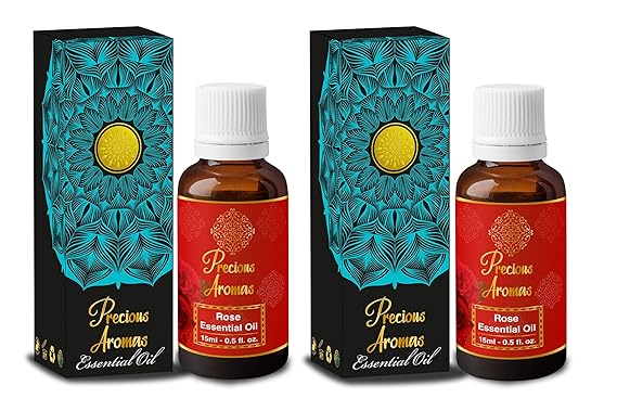 Precious Aromas Rose Essential Oil, 15 ml (Pack of 2)
