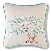 C&F Home 10" Embroidered Salty Kisses Starfish Wishes Petite Size Accent Throw Pillow Decorative Cotton Beach Inspirational Q