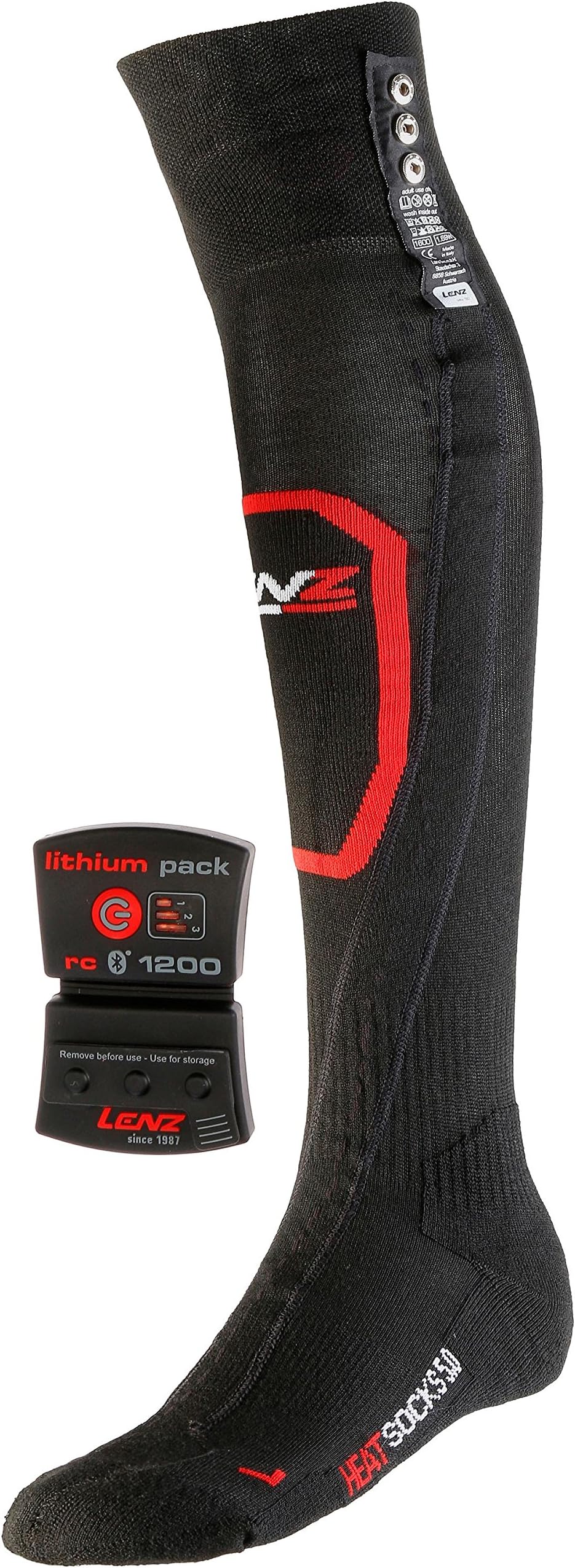 Lenz Heated Socks 5.0 Toe Cap + Lithium Pack rcB 1200