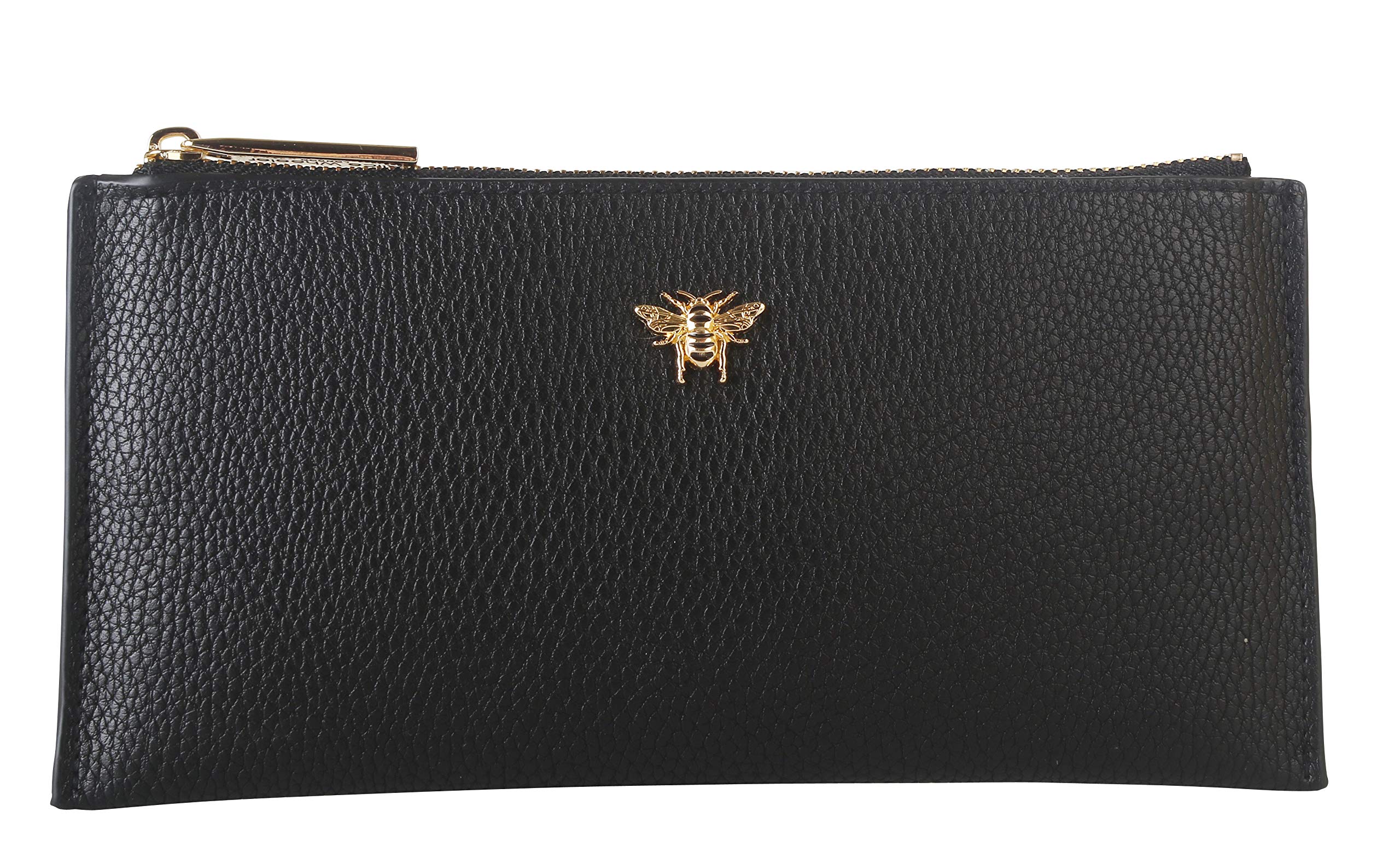 Alice Wheeler Large Slim Bumble Bee Coin and Card Purse (Black)