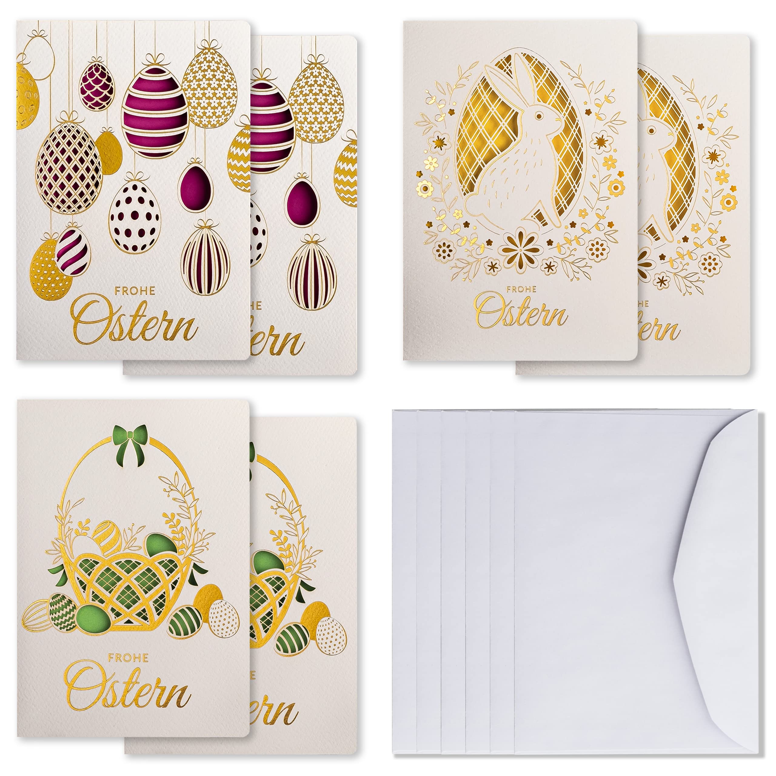 art nuvo EE-Mix3 Exclusive Set of 6 Easter Cards, Made from Elegant Paper with Colourful Inserts and Envelopes 120 x 170 mm