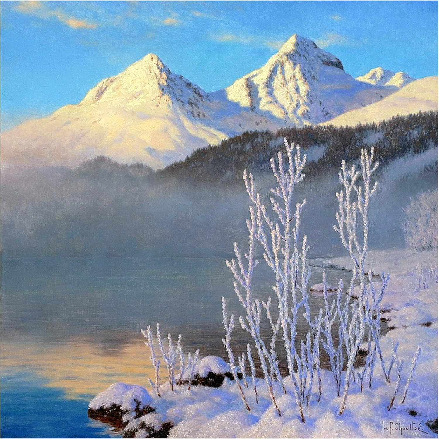 Winter Lake by I. Choultse Tile Mural Kitchen Bathroom Backsplash Marble Ceramic