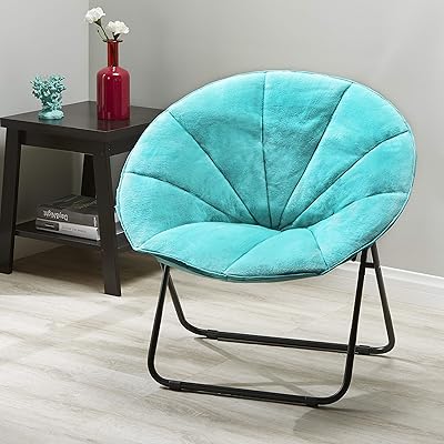 Mainstays Faux-Fur Saucer Chair, Multiple Colors (Aqua Wind)