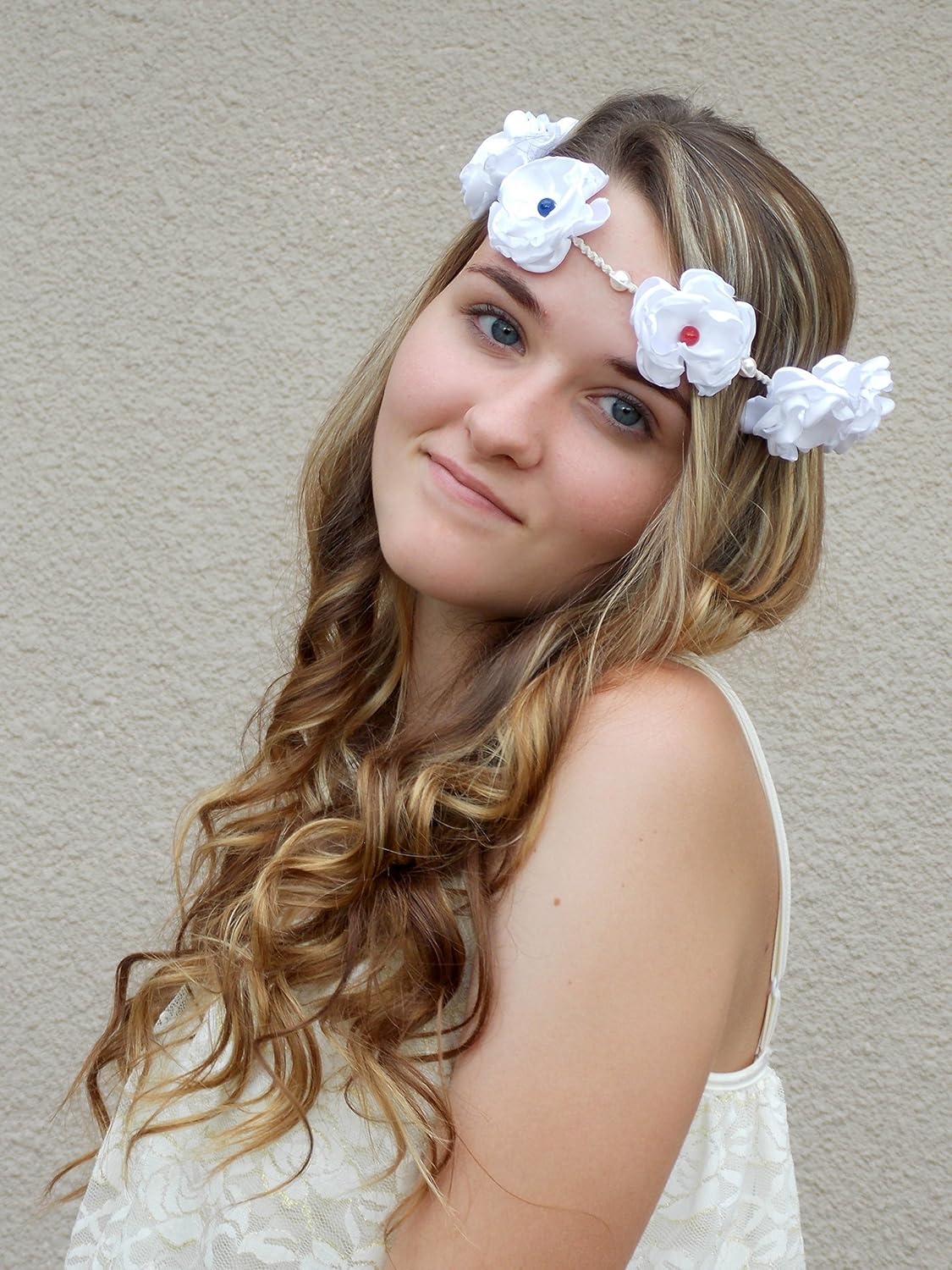 Amazon Com Hippie Floral Crown Bridal Wedding Flower Headband