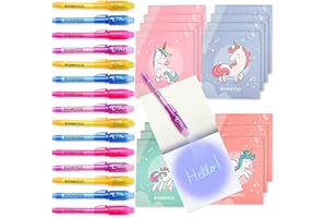 BONNYCO Invisible Ink Pen and Notebook Pack 16 Unicorn Party Favors for Kids, Magic Spy Pen Goodie Bags Stuffers for Kids, Unicorn Birthday Party Supplies, Goody Bag Stuffers | Return Gifts Prizes