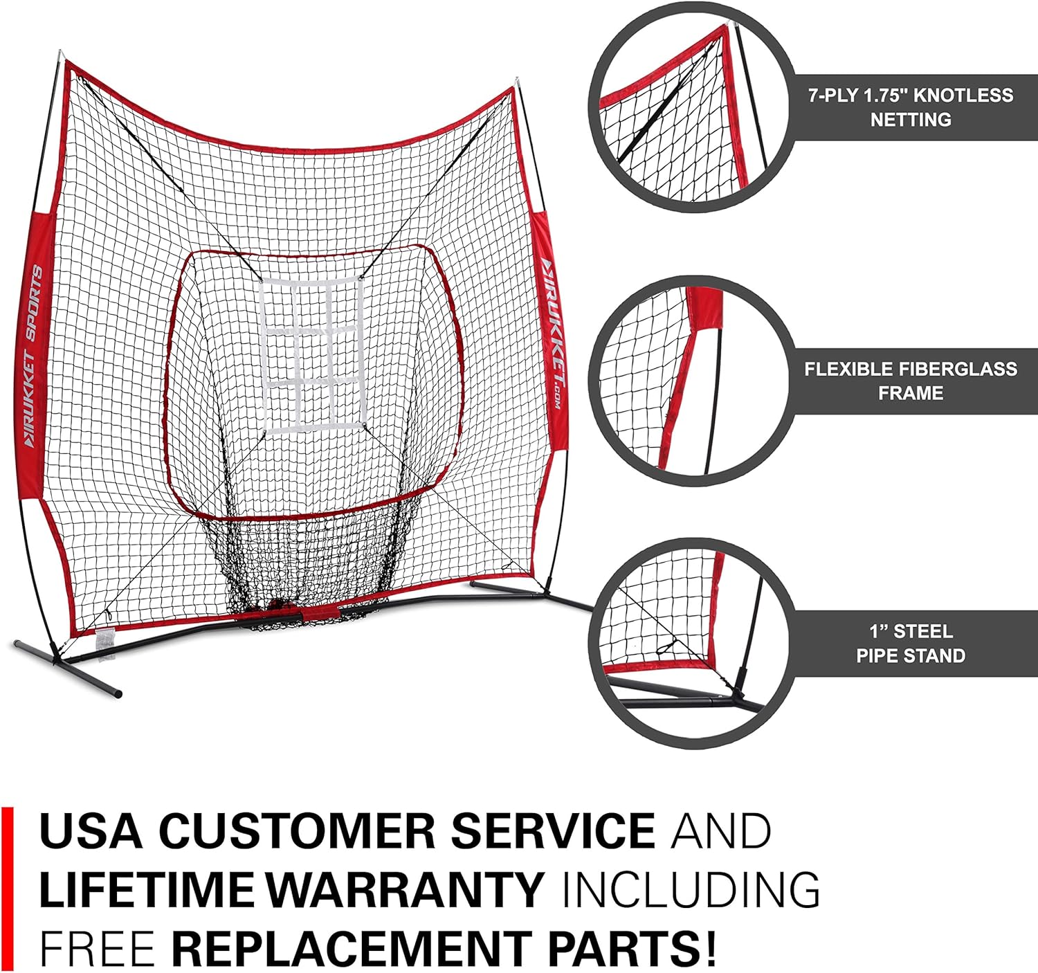 Rukket 6pc Baseball/Softball Bundle | 7x7 Hitting Net | 3 Weighted Training Balls | Strike Zone Target | Carry Bag | Practice Batting, Pitching, Catching | Backstop Screen Equipment Training Aids : Sports & Outdoors