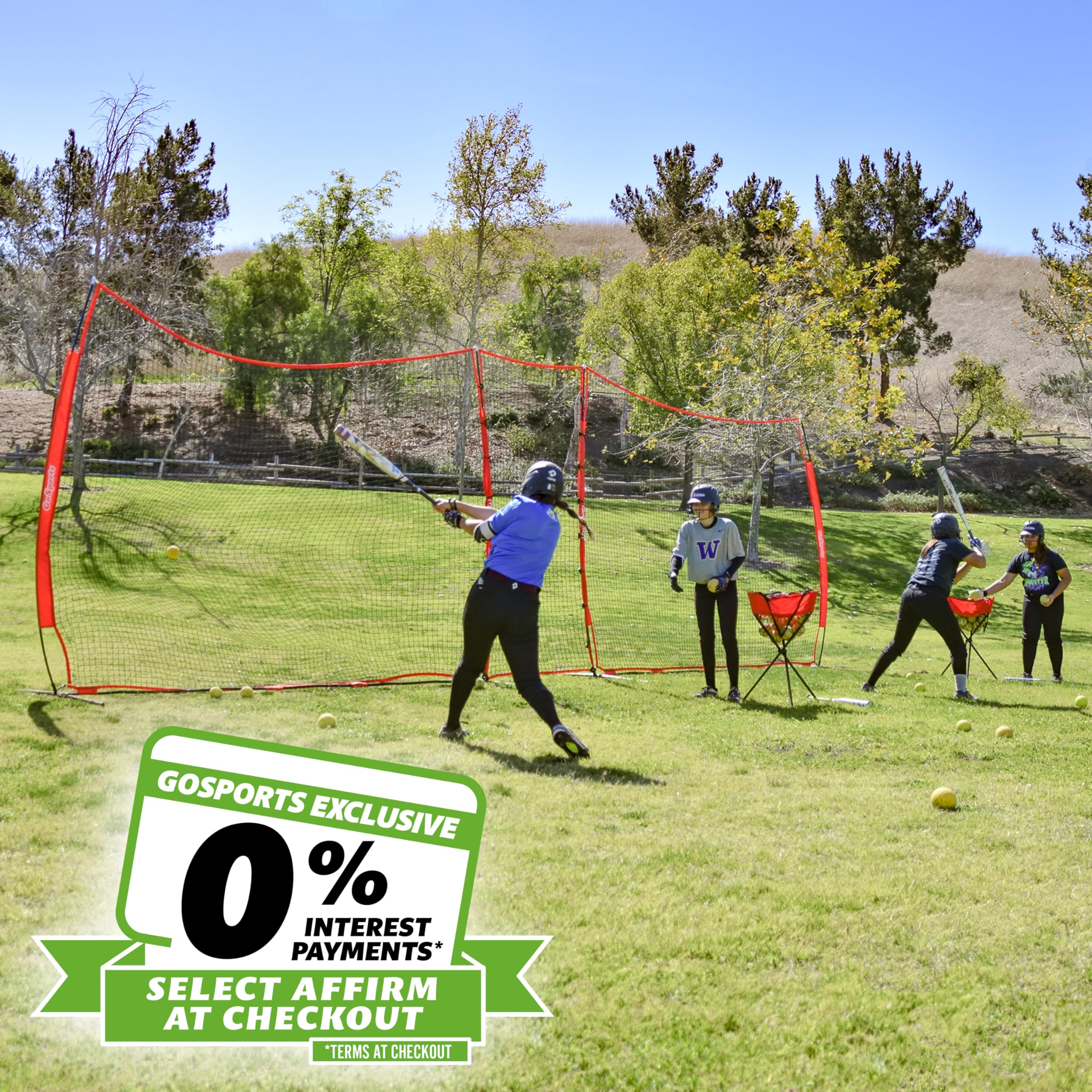 GoSports Portable Sports Barrier Net - 12 ft x 9 ft or 20 ft x 10 ft - Great for Any Sport - Includes Carry Bag