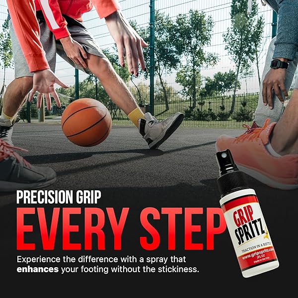 GRIP SPRITZ – BASKETBALL SHOE GRIP SPRAY – IMPROVE SOLE TRACTION & COURT GRIP – REJUVENATE & ELONGATE SNEAKER LIFE – ANTI SLIP GRIP & PERFORMANCE ENHANCER – BASKETBALL ACCESSORY