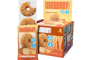 Legendary Foods 22gr Protein Donuts - Crumbly Cinnamon 8x (2 Donuts per Pack), High Protein, Zero Sugar, Gluten Free, Low Carb, Keto Friendly Snack, Healthy Donut for GLP-1, Diabetic, Bariatric Diets