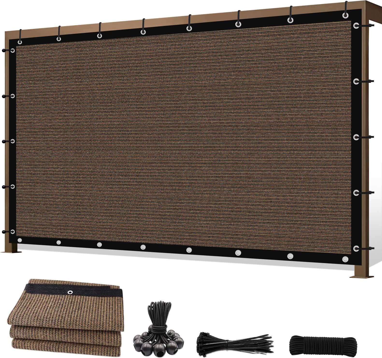 Photo 1 of Sunocity 6'X 10' 90% Sun Shade Cloth Outdoor Patio Mocha Pergola Shades Cover Privacy Screen UV Block Porch Screens Canopy for Patio Outside Outdoor