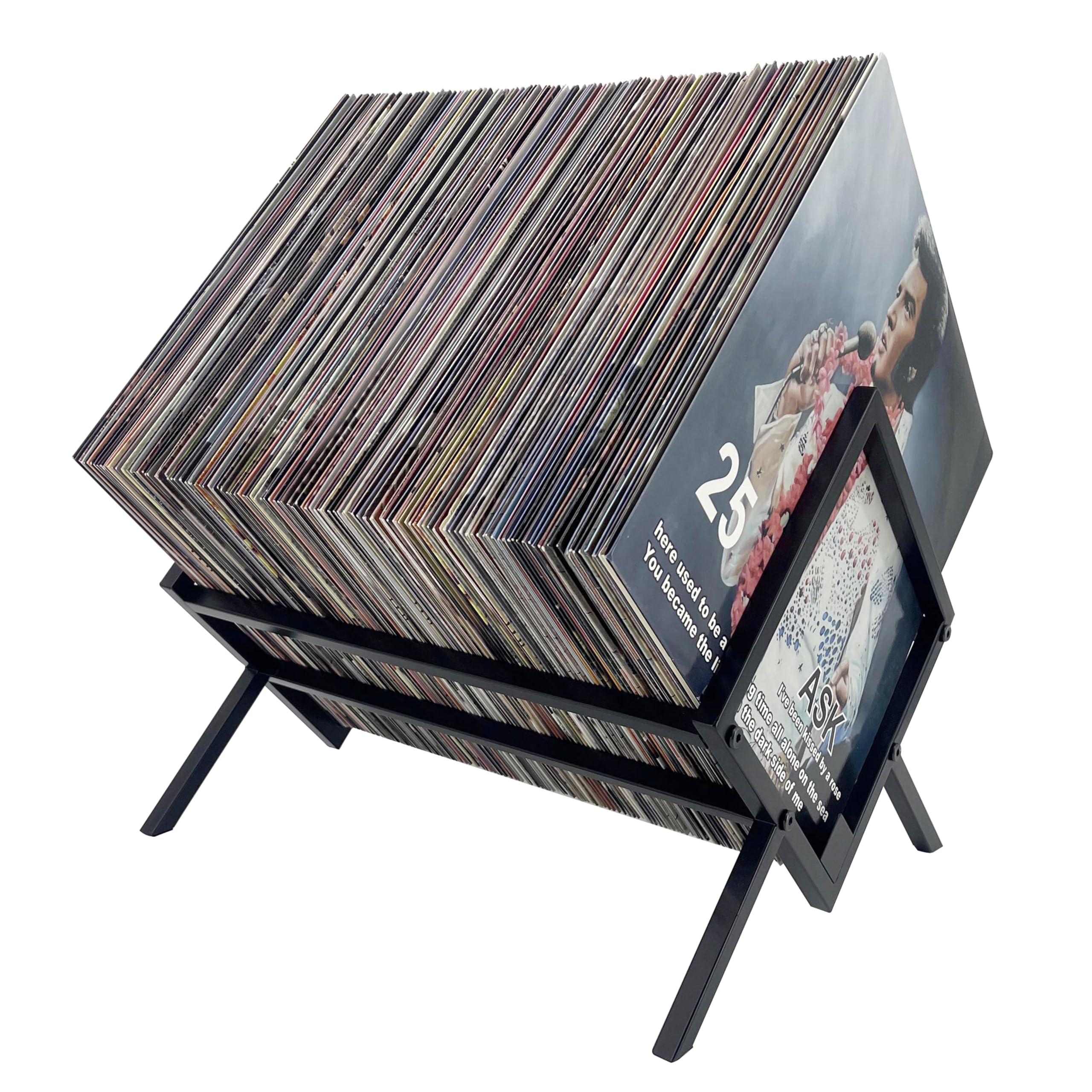 REGAL DISPLAY Vinyl Record Storage Holder - 12 inches 70 Album Holder Display Stand - Book and Record Album Storage - Album and LP Storage Organizer