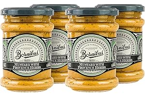 Bornibus Mustard with Herbs de Provence Dipping Sauce, 8.82oz - Gourmet Condiment - French Mustard - Pack of 4