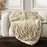 blunique Ultra Soft Cozy Faux Fur Throw Blanket, Fuzzy Plush Thick Bubble Blanket, Oversize Luxury Fluffy Blanket for Couch, Sofa, Bedroom, and Living Room,50x60 Inches,Double Sided Tie-Dye Camel