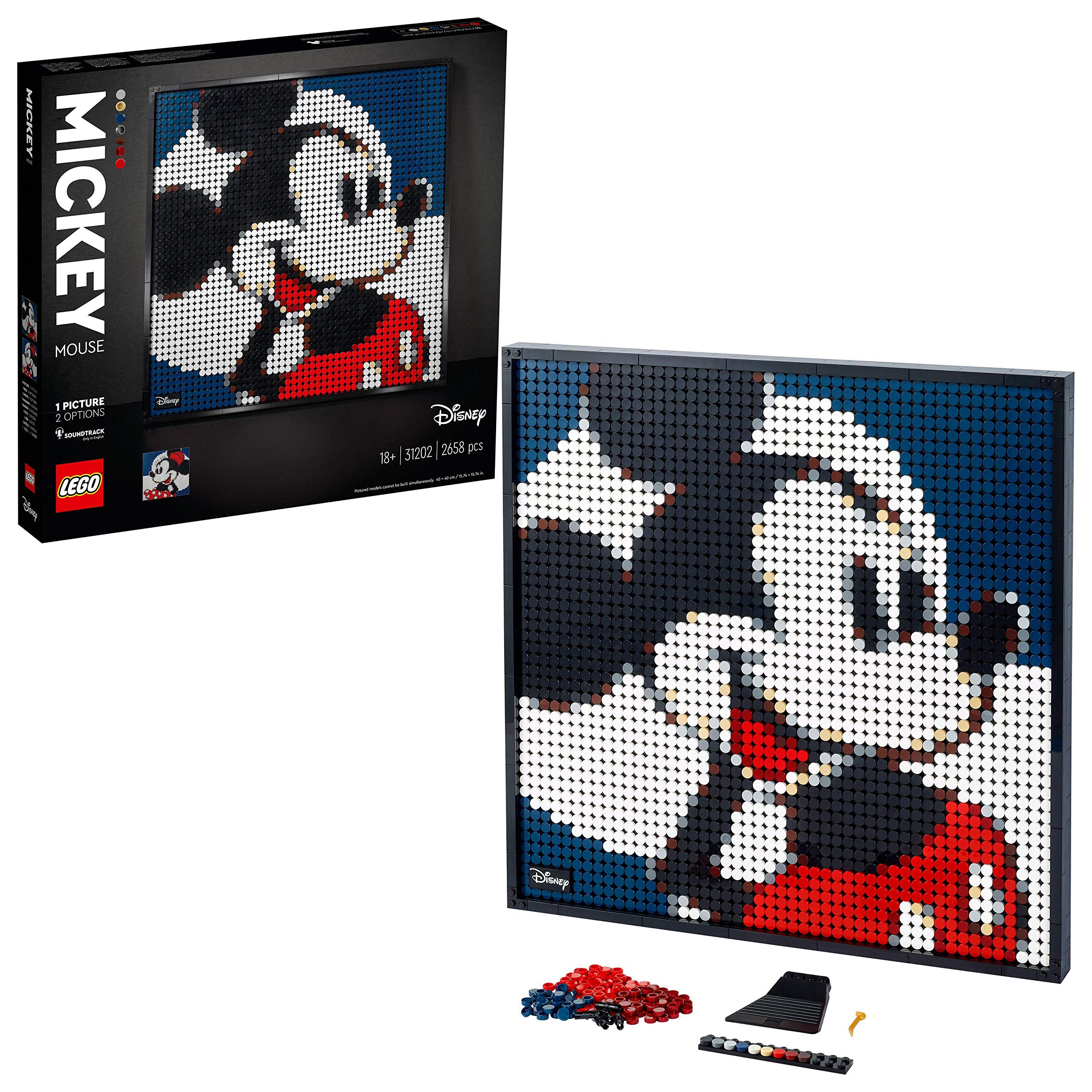 LEGO 31202 Art Disney’s Mickey Mouse Poster, Canvas Wall Décor, Living Room, Bedroom, Office Decoration Ideas, Gift Idea for Him, Her, Mum, Dad, DIY Adult Craft Kits