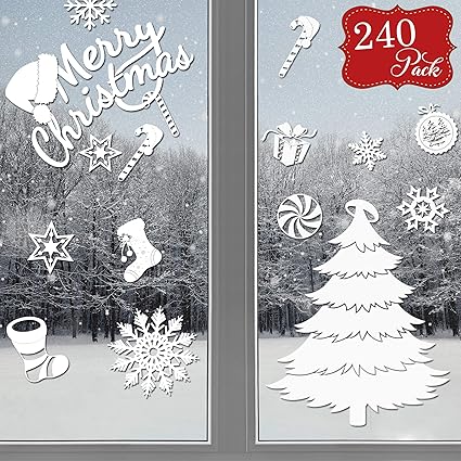 The Twiddlers Christmas Window Stickers 240 Pcs Reusable Cling