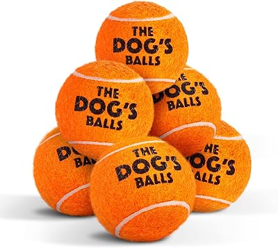 The Dog's Balls Dog Tennis Balls Orange Small 6 Pack Non Abrasive Felt