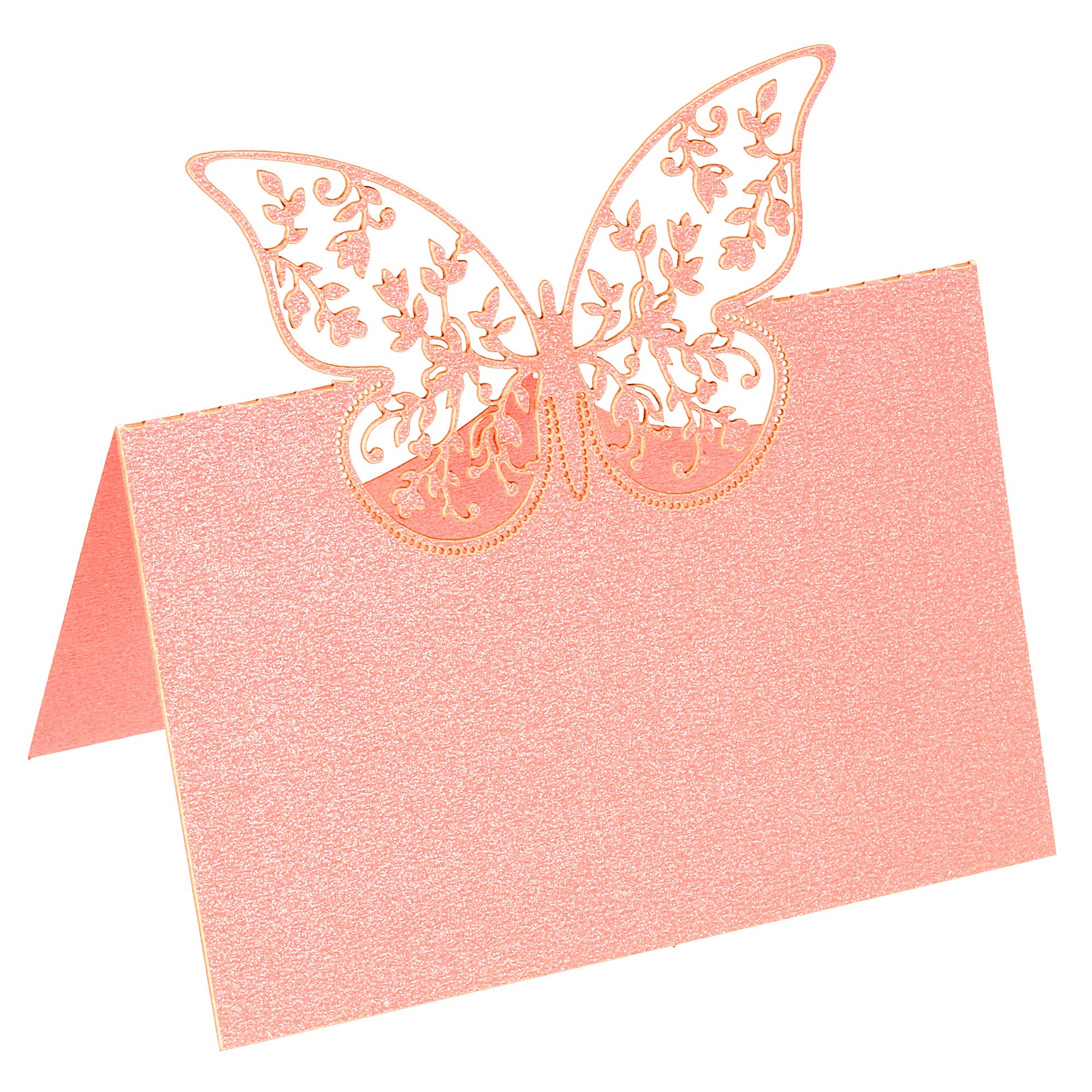 PATIKIL Table Name Place Cards,25Pcs 4.68 x 3.51inch Favor Decor Hollow Butterfly Cut Design Blank Card for Wedding Party Seating Place Cards Light Pink