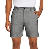 PULI Men's Golf Dress Shorts Flat Front Hybrid 7 Inch Lightweight Quick Dry Chino Casual with Pockets