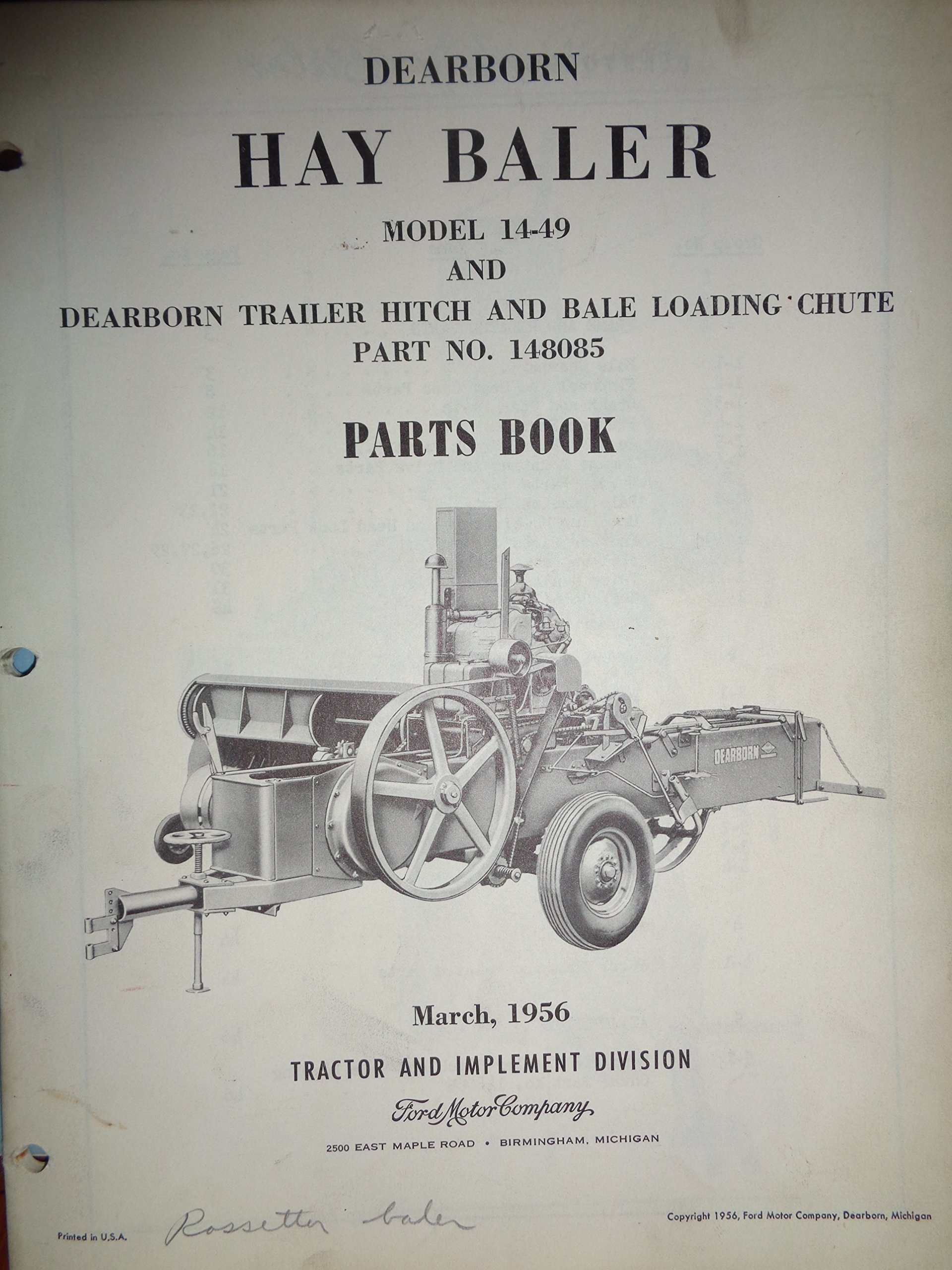 ford company parts on Ford 14 49 Hay Baler Parts Catalog Book Manual 3 56 Original Ford Ford Amazon Com Books