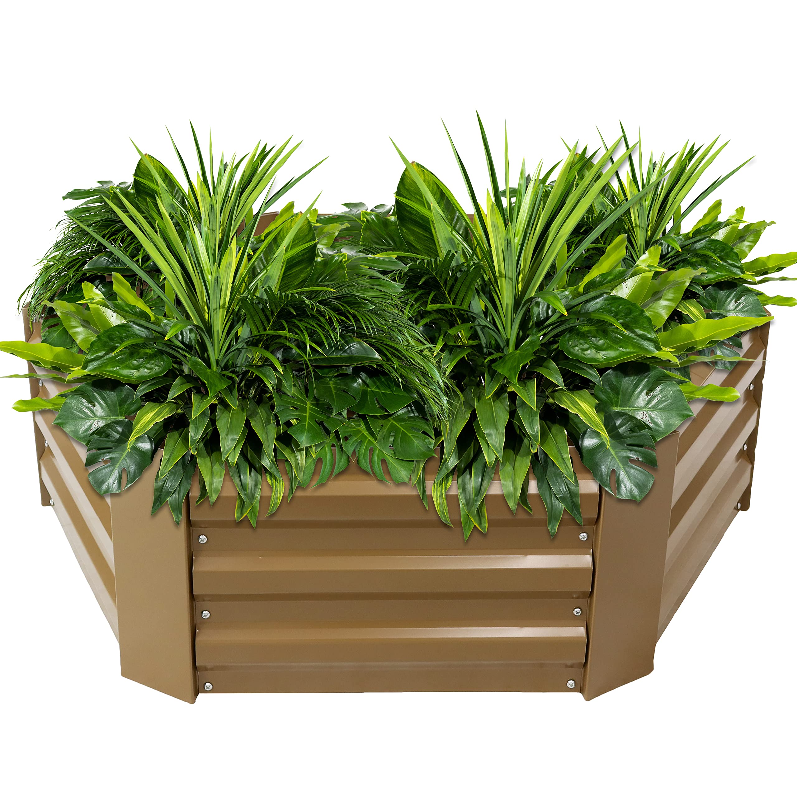 Sunnydaze 11.75" H Raised Metal Garden Bed - Galvanized Raised Garden Bed Outdoor for Vegetables and Flowers - Brown - Hexagon Image