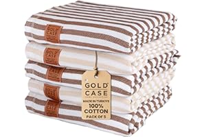 GOLD CASE HOME COLLECTION Gold CASE Turkish Beach Towel Set of 5 – 100% Cotton Beach Towels Oversized 71 x 40'' – MYRA Quick Dry Swim Towel – Lightweight Turkish Towels Set in Mocha Mousse