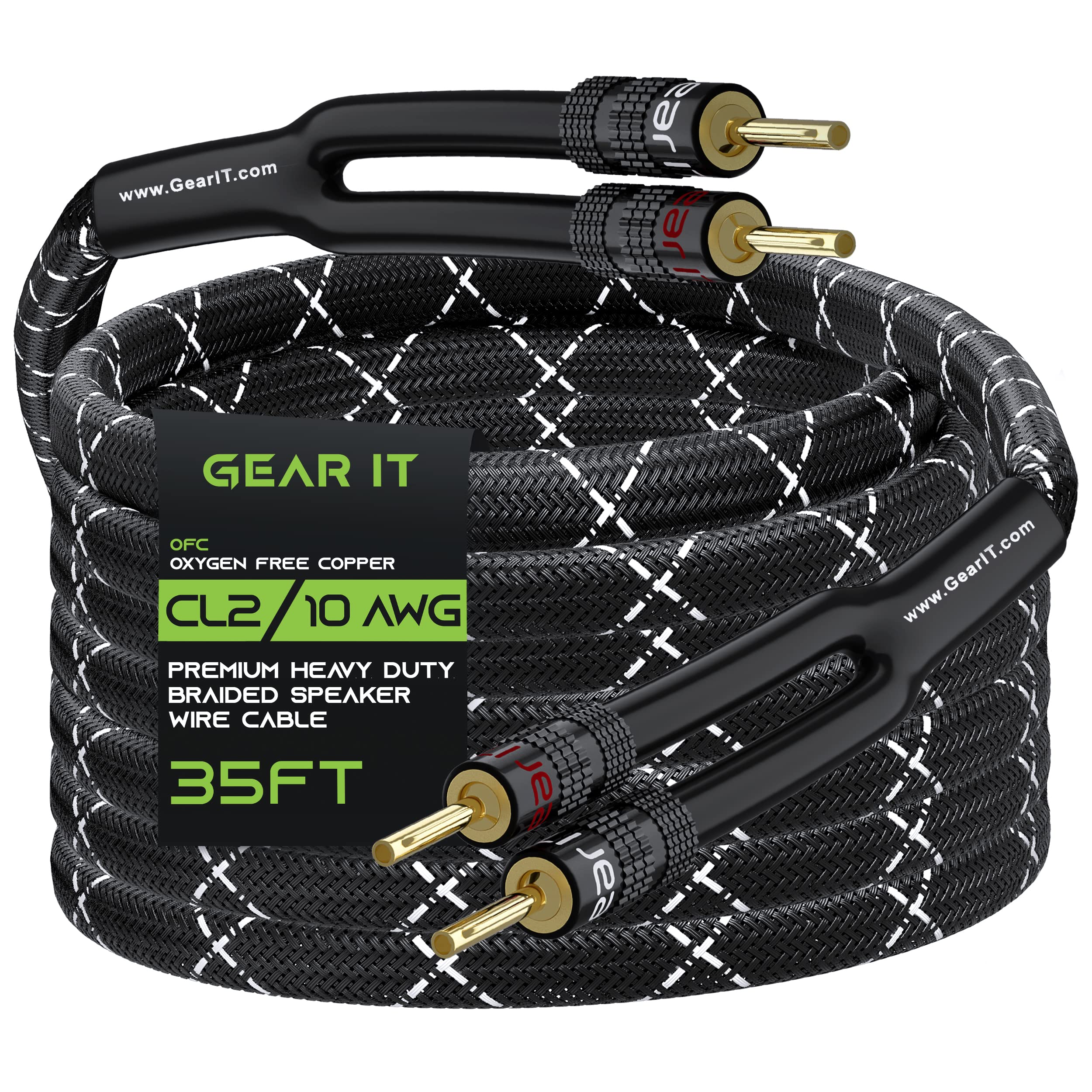 GearIT 10AWG Speaker Cable Wire with Gold-Plated